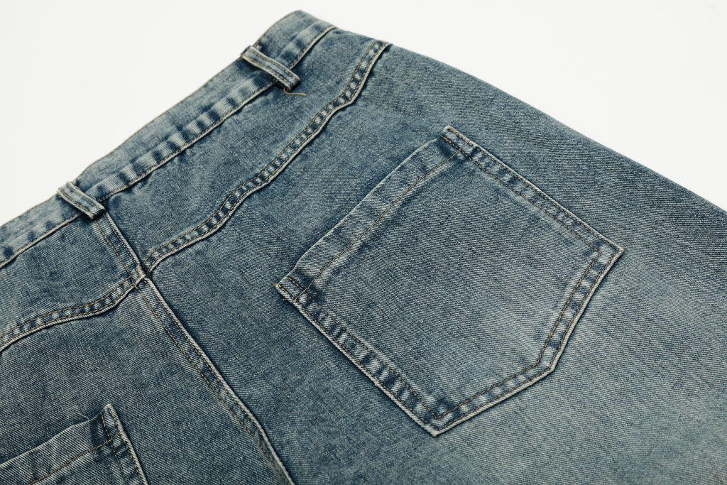 DONOTLOGO Urban Streetwear Collection | Unisex Relaxed Silhouette Cargo Jeans | Bold Plaid Tie & Fruit Motif & Soft Denim Fabric