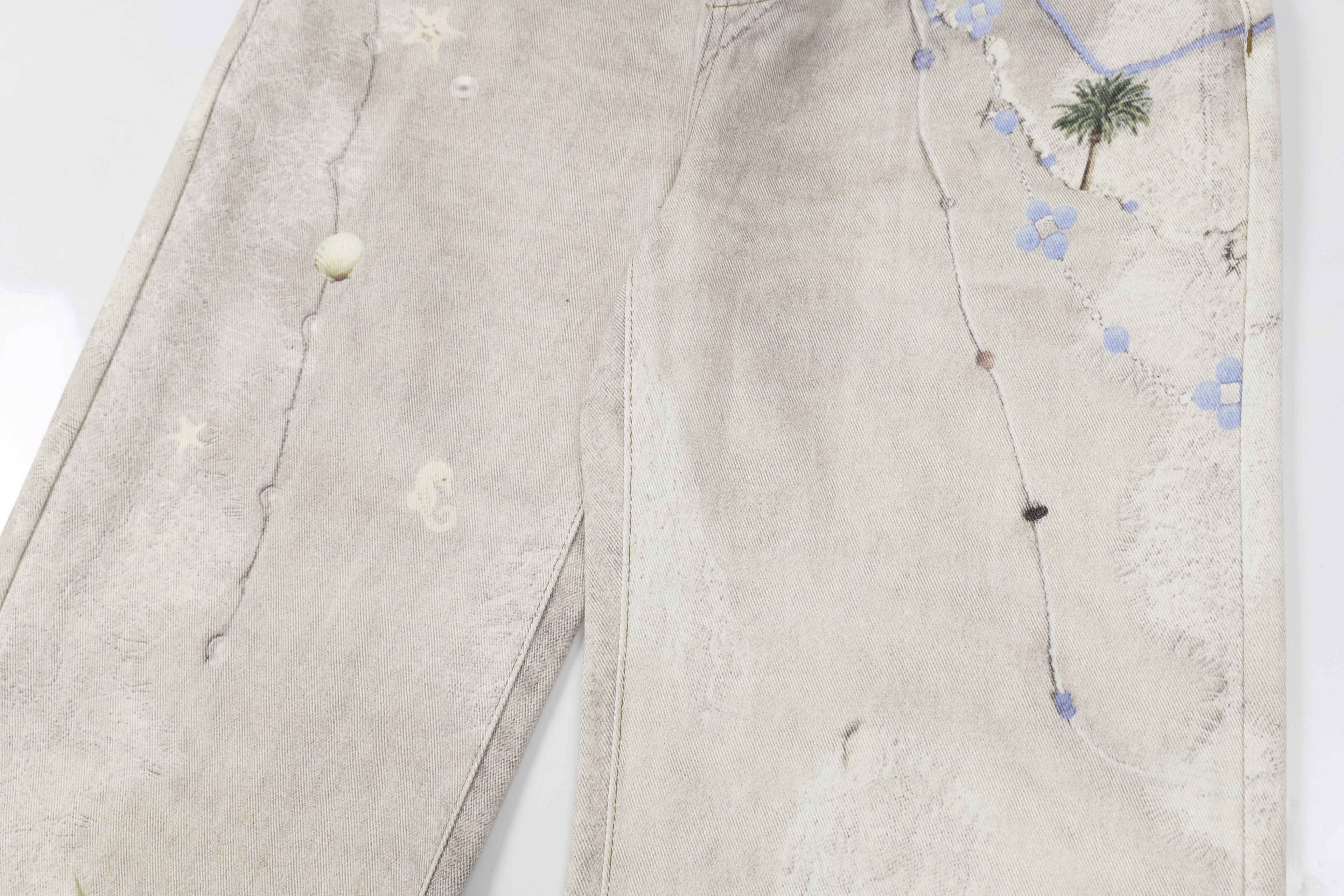 DONOTLOGO Unisex Off-White Distressed Wide-Leg Pants | Paint Splatter, Loose Fit | Summer Streetwear Must-Have