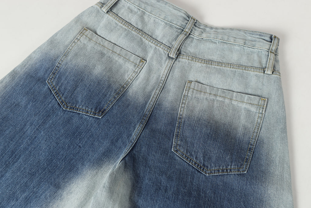 DONOTLOGO Urban Streetwear Collection | Unisex Relaxed Denim Trousers | Bold Ombre Wash Detail & High-Rise Silhouette with Premium Cotton Blend