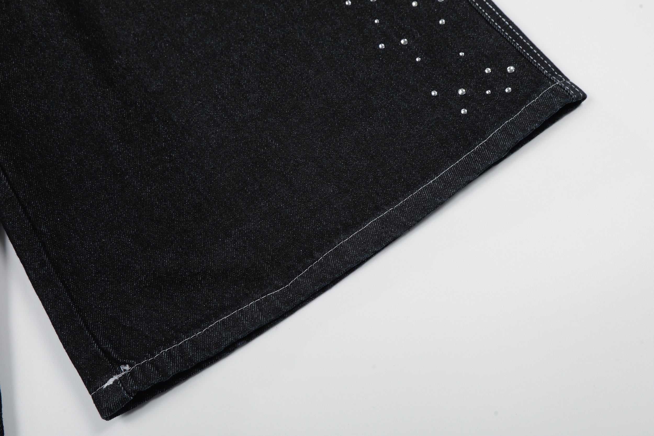 Unisex Street Style Rhinestone Distressed Washed Denim Jeans