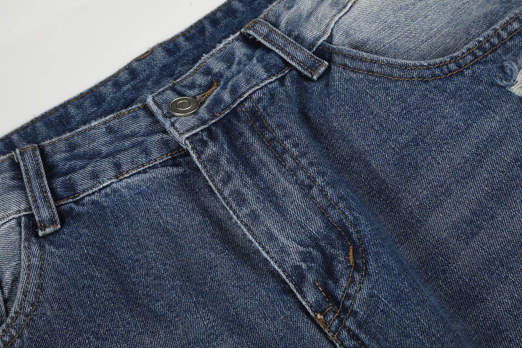 DONOTLOGO Urban Edge Collection | Unisex Relaxed Fit Denim Jeans | Bold Cat Whisker Seaming & Faded Wash Finish with Classic Cotton Denim Fabric