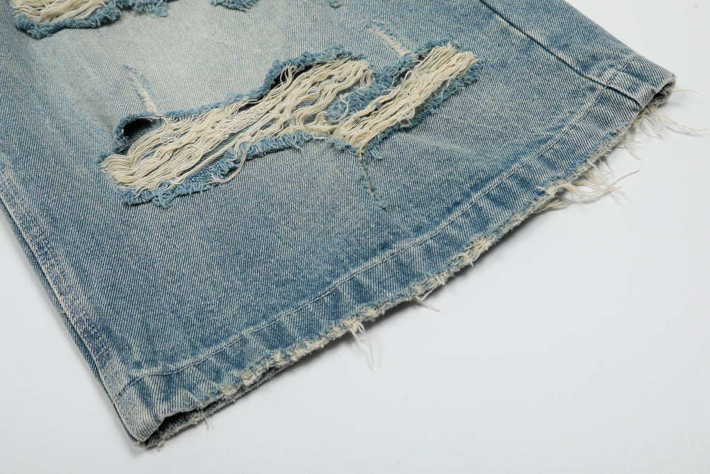 DONOTLOGO Urban Heritage Collection | Unisex Oversized Cropped Denim | Retro Aesthetic High-Rise Wide-Leg Bottoms with Authentic Fade Detail