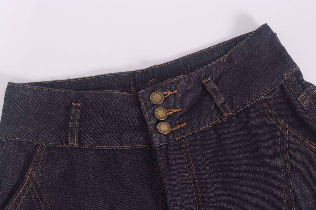 DONOTLOGO Retro Military Aesthetic | Unisex Oversized Balloon Jeans | Raw Indigo Denim with Functional Cargo Pockets & Embroidered Back Logo