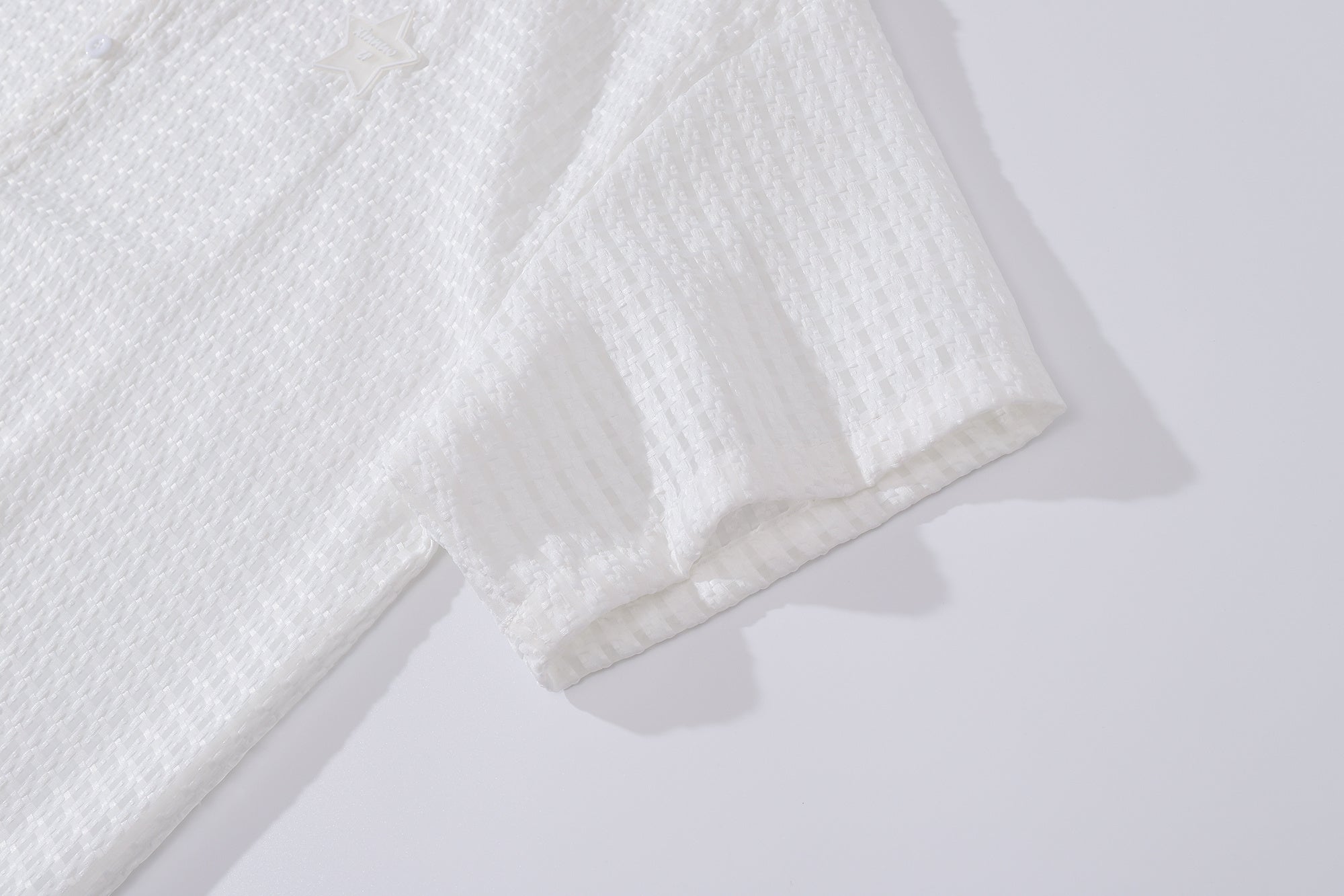 DONOTLOGO Waffle Knit Shirt | Star Embroidery, Relaxed Fit | Breathable Short Sleeve | Perfect for Summer Layering