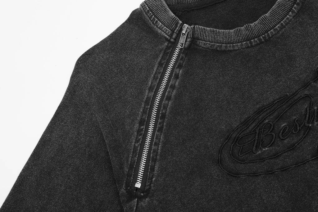 Unisex Embroidered Zip Accent Tee