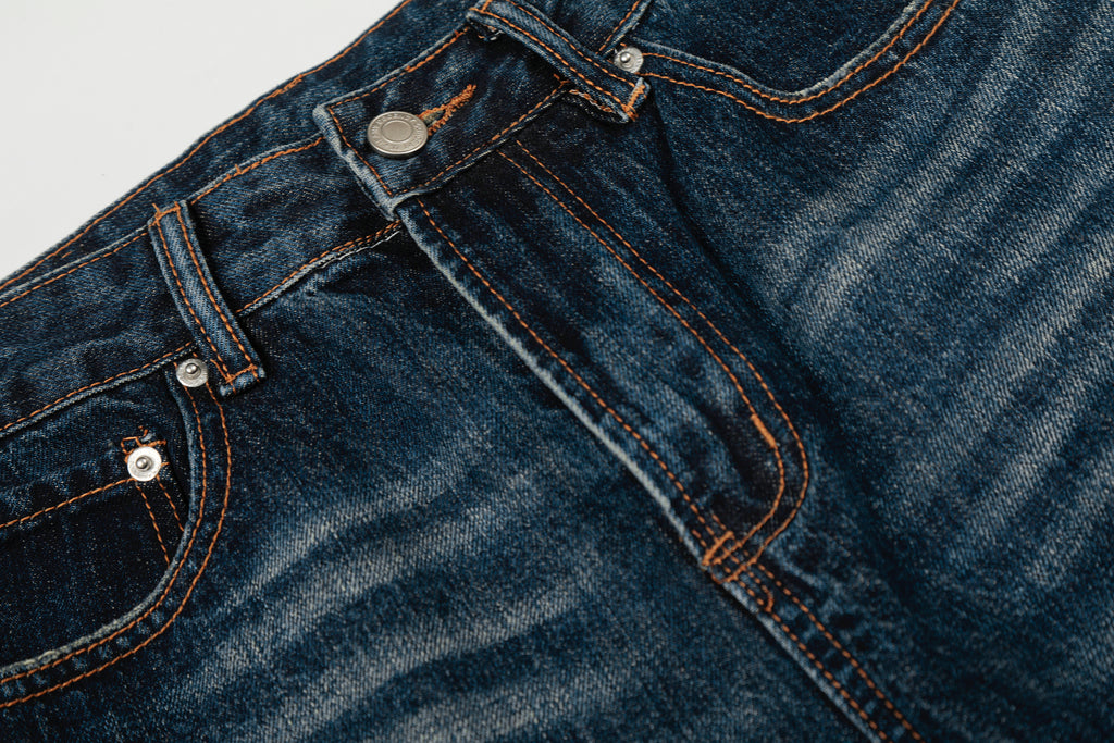 DONOTLOGO Urban Heritage Collection | Unisex Oversized Cat Whisker Denim | Retro Aesthetic High-Rise Wide-Leg Bottoms with Authentic Fade Detail