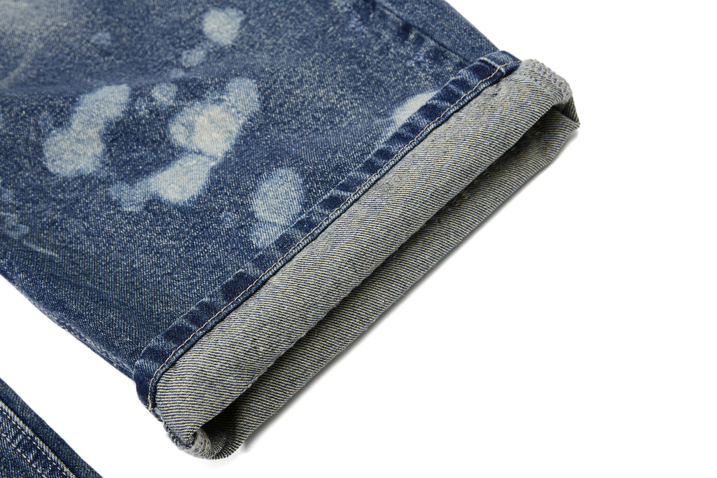 Unisex Eyelet Splashed Design Denim Jeans