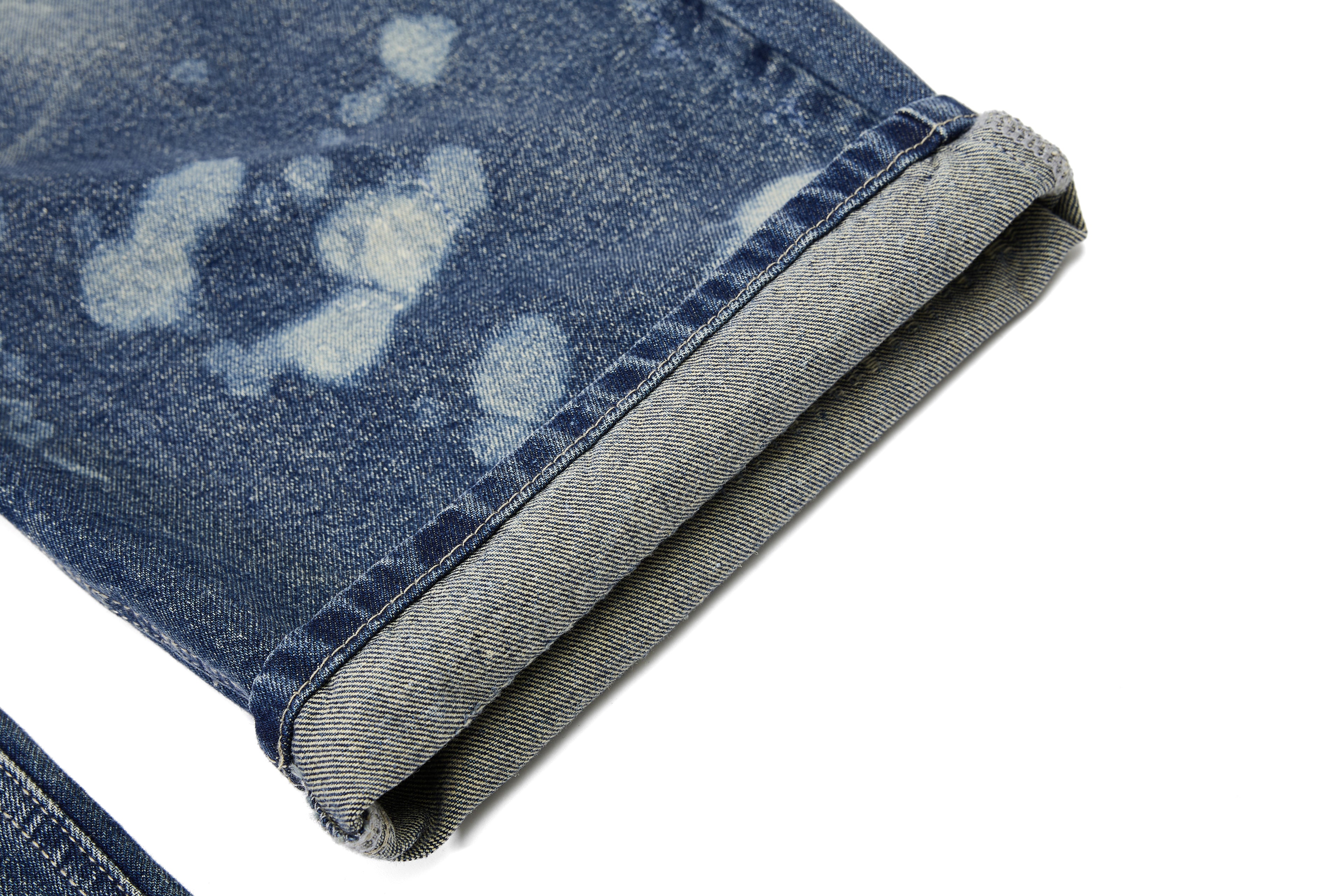 Unisex Eyelet Splashed Design Denim Jeans