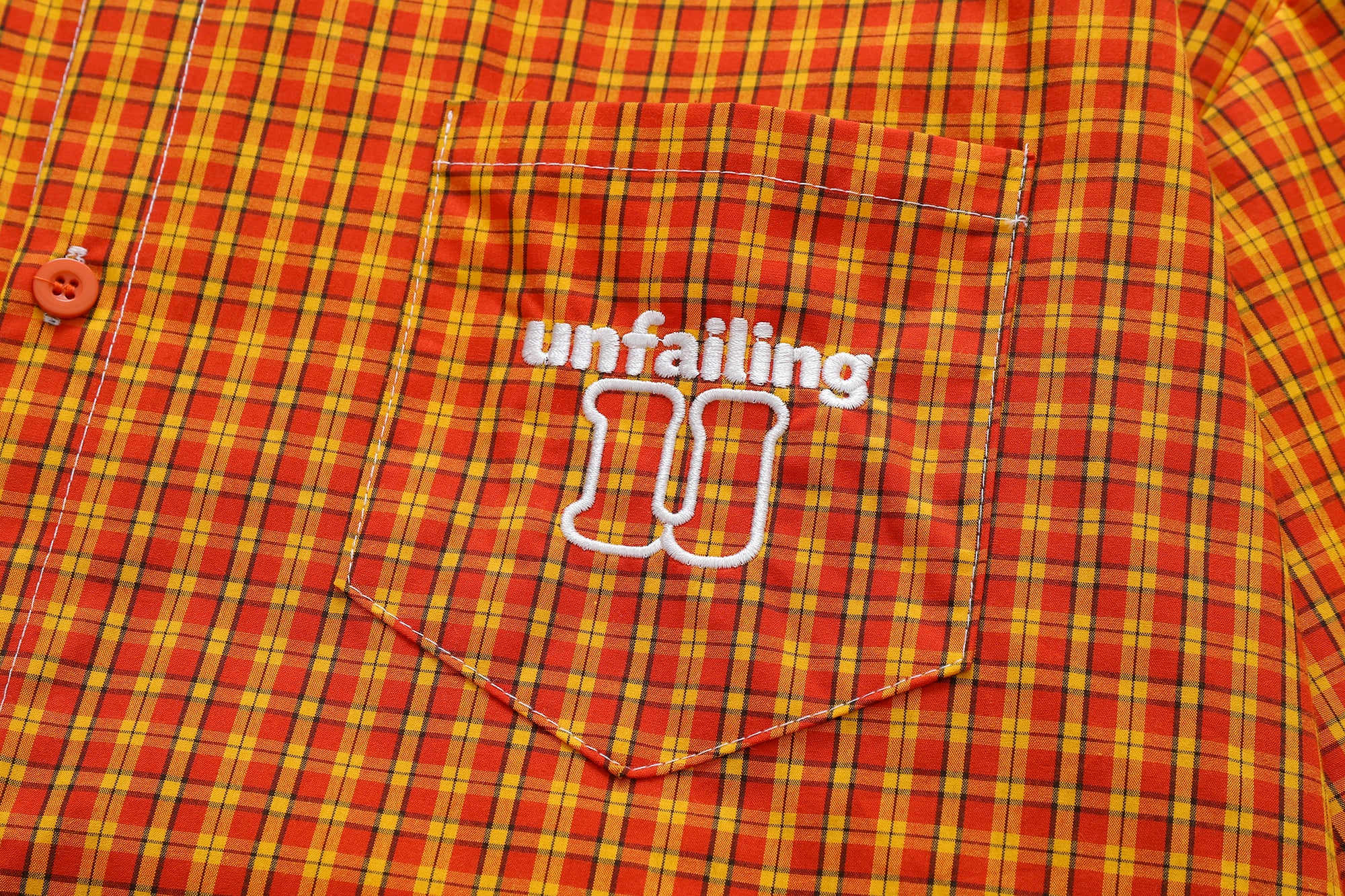 DONOTLOGO Unfailing Retro Grid Shirt | Unisex Oversized Summer Streetwear | Orange Tartan Embroidery Tee