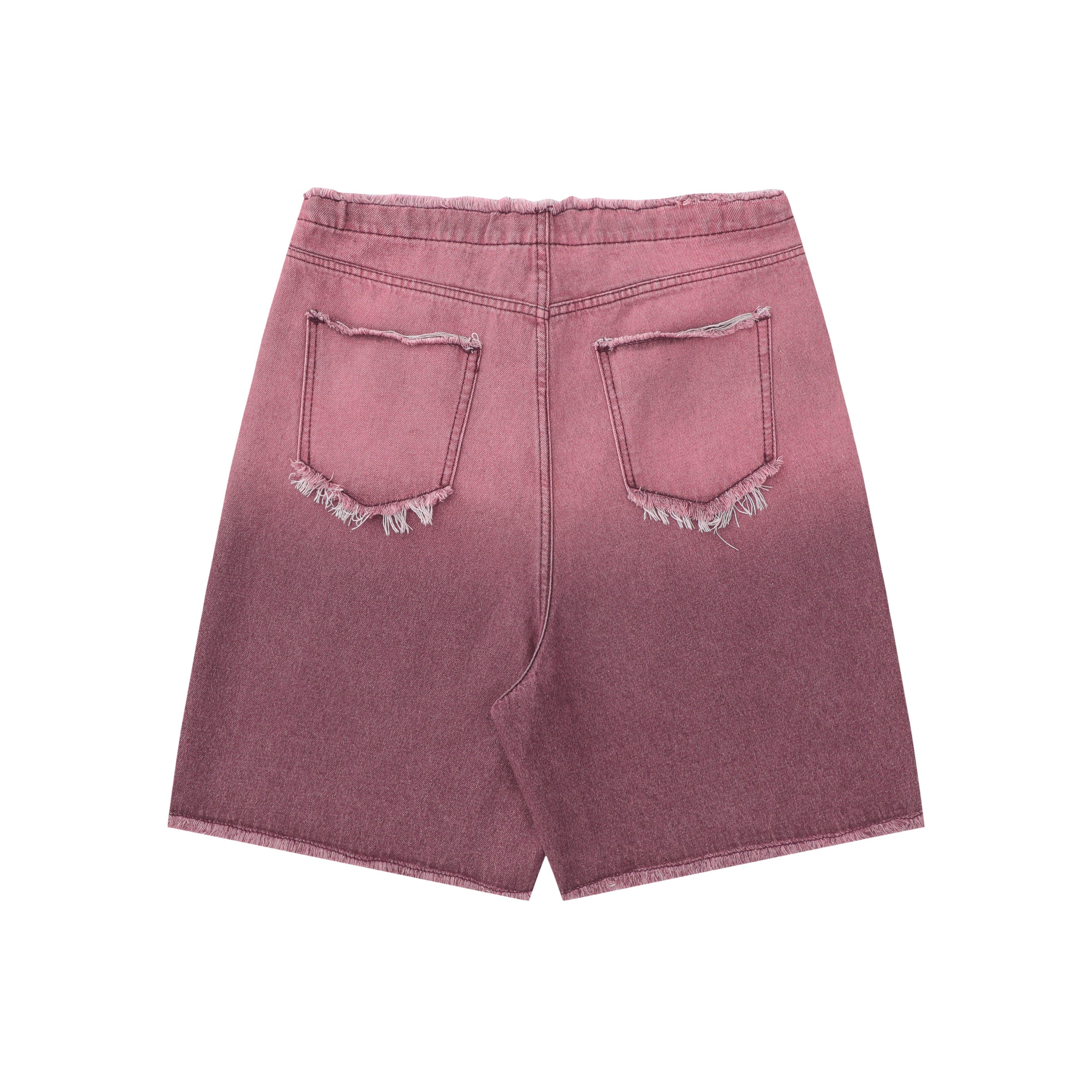 DONOTLOGO Ombre Letter Graphic Denim Shorts | Unisex Distressed Raw Hem Capris | Retro Streetwear Baggy Fit