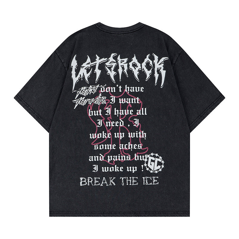 DONOTLOGO Grunge Rock Aesthetic Tee: Vintage Washed Oversized T-Shirt with Distressed Print