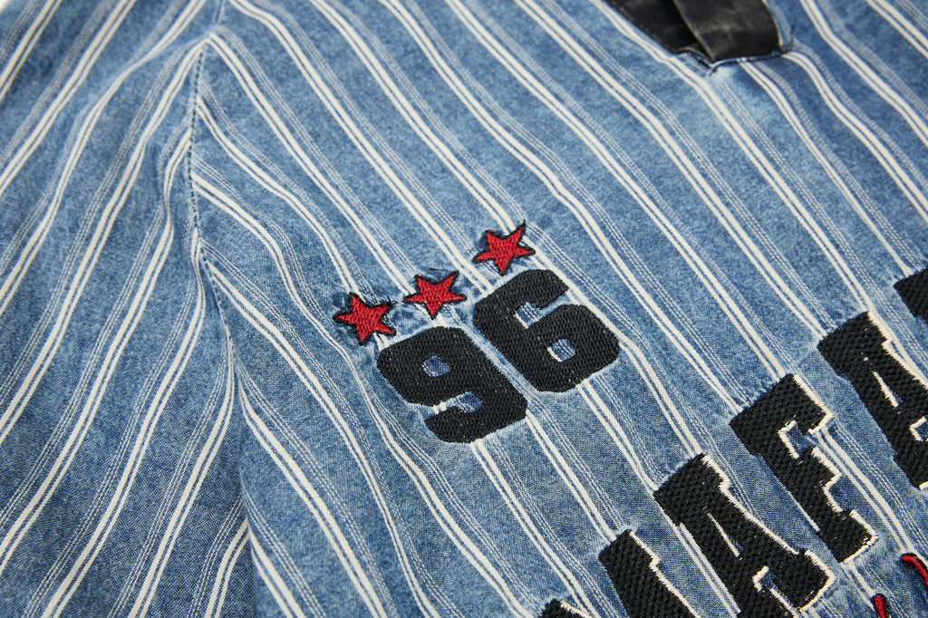 Unisex Vintage Appliqué Letter Striped Tee