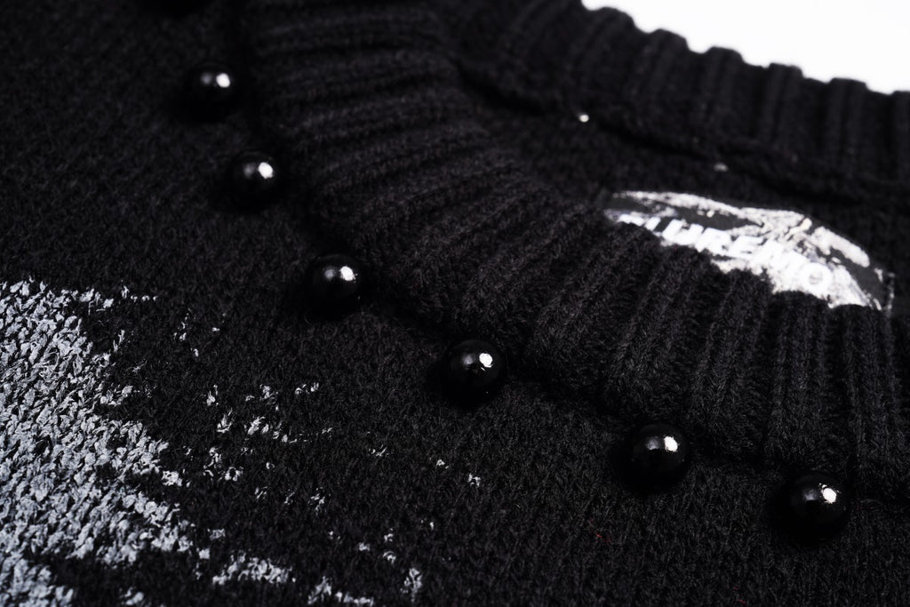 Unisex Color-Block Knit Sweater with Beaded Detail Loose Fit