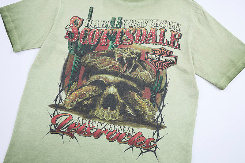 DONOTLOGO Deconstructed "Harley-Davidson Scottsdale" Graphic Tee - Unisex Vintage Washed Graphic T-Shirt - Edgy Streetwear Aesthetic Oversized Top