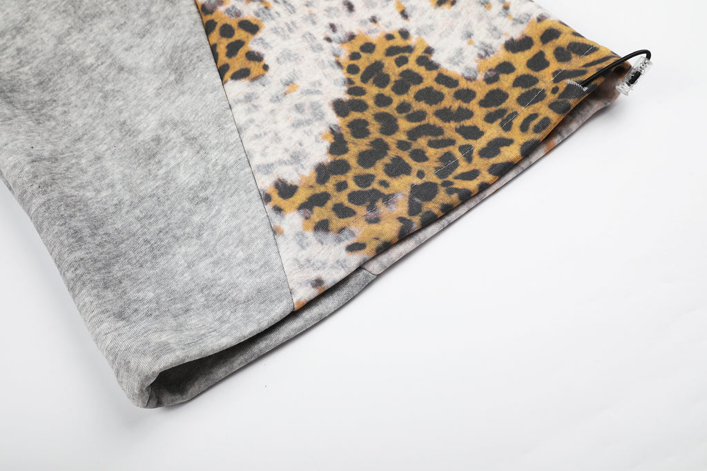 DONOTLOGO Urban Streetwear Collection | Unisex Relaxed Fit Sweatpants | Bold Leopard Motif & Rhinestone Script with Soft Cotton Blend Fabric