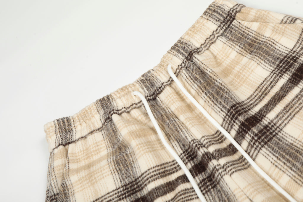 DONOTLOGO Unisex Vintage Plaid Wide-Leg Pants | Curved Fit, Drawstring Waist | Embroidered Detail | Casual Streetwear Must-Have