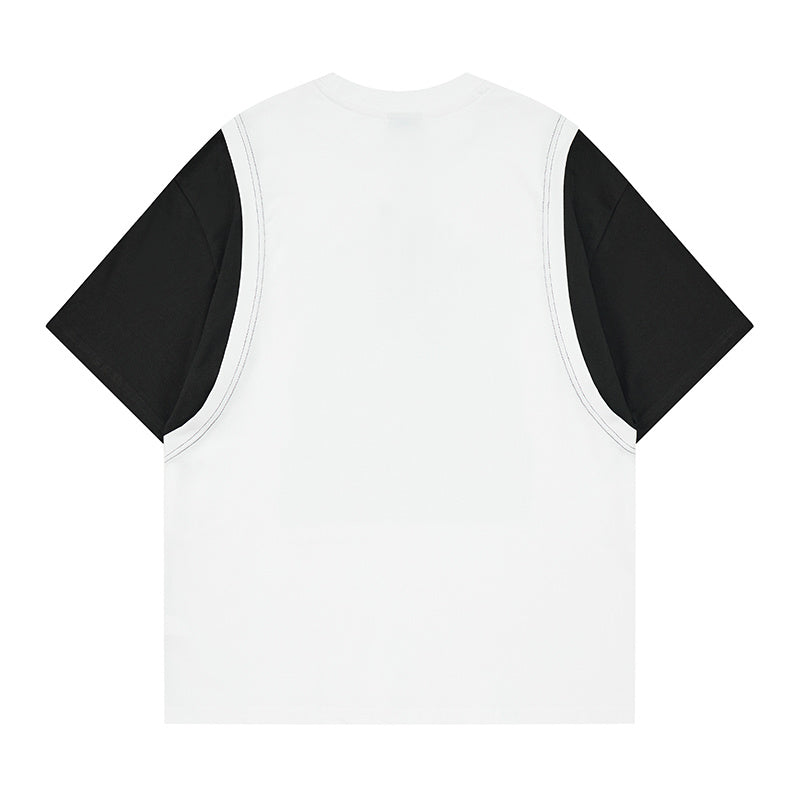 DONOTLOGO Unisex Graphic Layered T-Shirt - Saint Terror Cross Print, Vintage Wash Streetwear