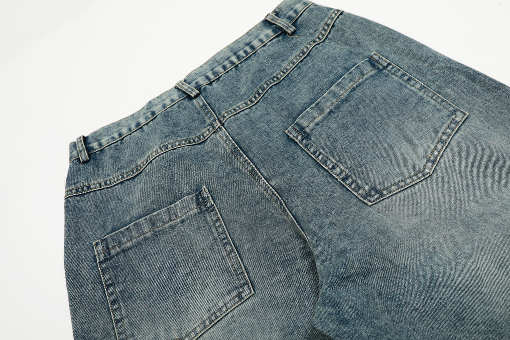 DONOTLOGO Urban Streetwear Collection | Unisex Relaxed Silhouette Cargo Jeans | Bold Plaid Tie & Fruit Motif & Soft Denim Fabric