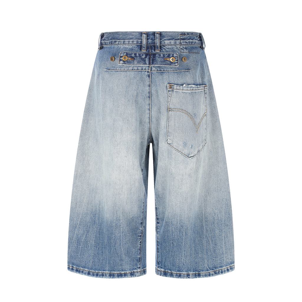 DONOTLOGO Urban Heritage Collection | Unisex Oversized Cropped Denim | Retro Aesthetic High-Rise Wide-Leg Bottoms with Authentic Fade Detail