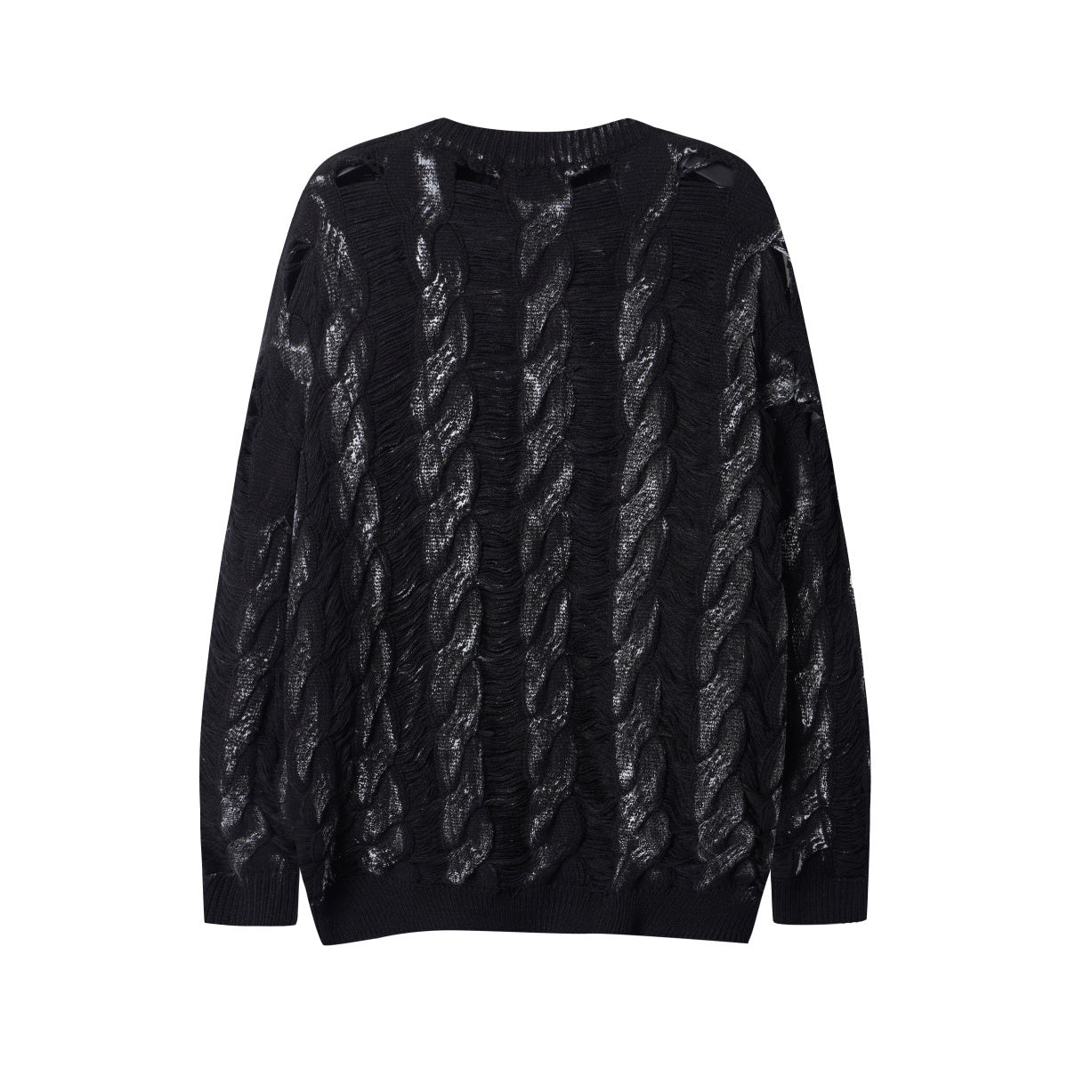 Unisex Slouchy Distressed Cutout Knit Sweater