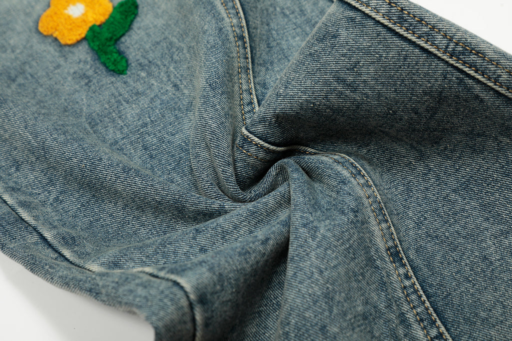 DONOTLOGO Urban Streetwear Collection | Unisex Relaxed Silhouette Cargo Jeans | Bold Plaid Tie & Fruit Motif & Soft Denim Fabric