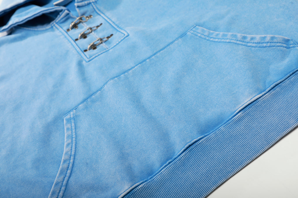 Unisex Lobster Clasp Washed Distressed Hoodie