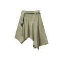 DONOTLOGO Asymmetrical Olive Skirt | 3D Print Ribbon Detail | Festival & Street Style Summer Must-Have