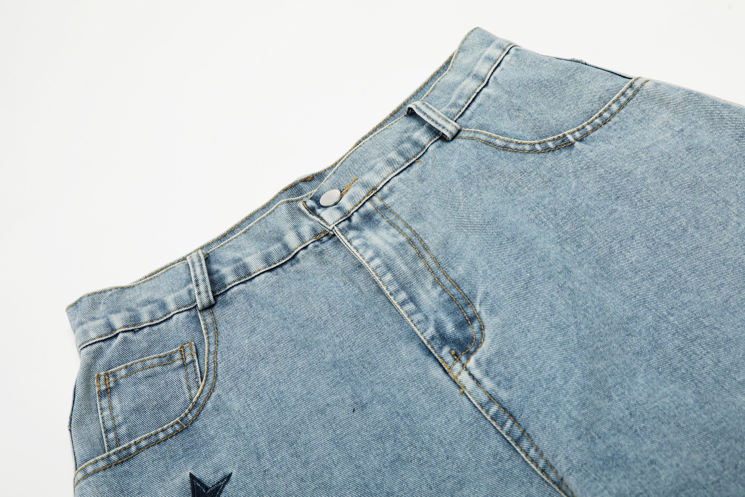 DONOTLOGO Urban Streetwear Collection | Unisex Relaxed Silhouette Jeans | Bold Number & Star Motif & Soft Denim Fabric