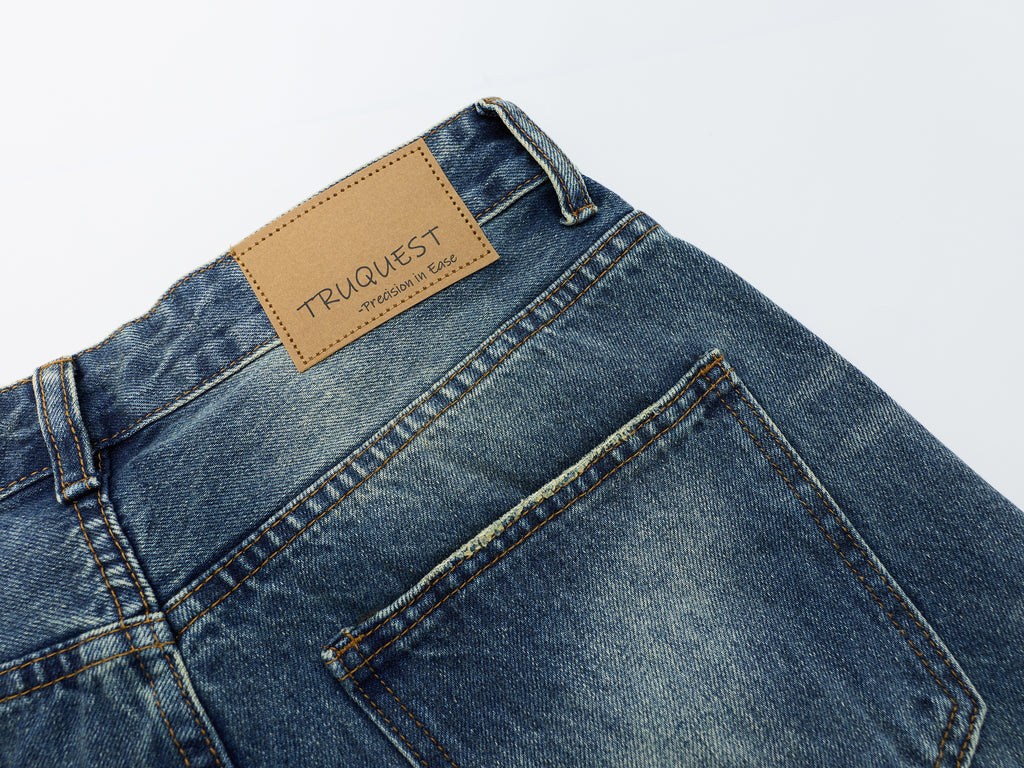DONOTLOGO Oversized Vintage Wash Denim Jeans - Unisex Baggy Trousers with Distressed Whisker Effect - Edgy Streetwear Bottom with Wide Leg Silhouette & Raw Hem