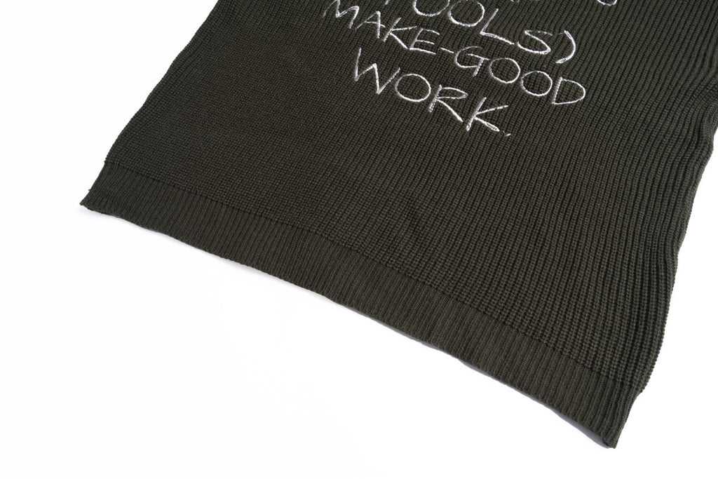 Unisex Knit Sweater with Distressed Letter Embroidery and Chain Details