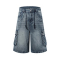 DONOTLOGO Unisex Cargo Denim Shorts | Drawstring Waist, Dark Wash | Loose Fit Summer Must-Have