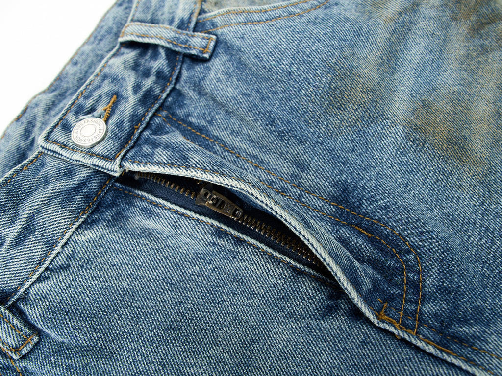 DONOTLOGO Oversized Distressed Denim Jeans - Unisex Baggy Trousers with Ripped Knees & Whisker Effect - Edgy Streetwear Bottom with Wide Leg Silhouette