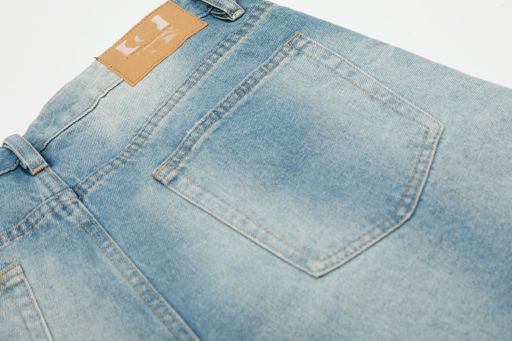 DONOTLOGO Urban Heritage Collection | Unisex Oversized Cropped Denim | Retro Aesthetic High-Rise Wide-Leg Bottoms with Authentic Fade Detail