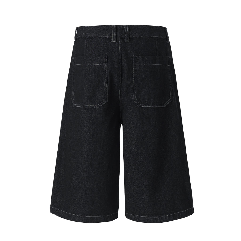 DONOTLOGO Oversized Raw Black Denim Shorts - Unisex Baggy Jorts with Minimalist Design - Edgy Streetwear Bottom with Wide Leg Silhouette & Clean Lines