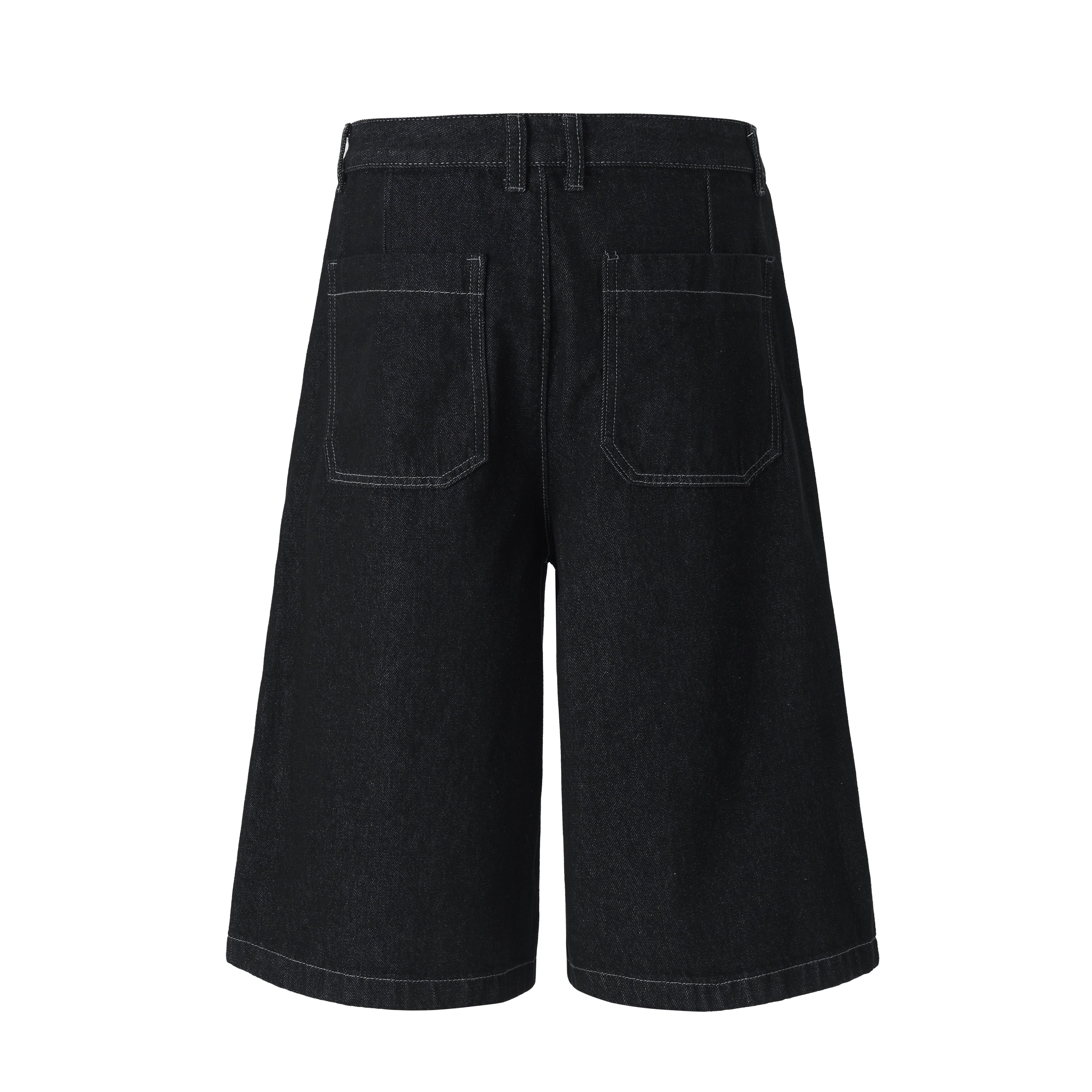DONOTLOGO Oversized Raw Black Denim Shorts - Unisex Baggy Jorts with Minimalist Design - Edgy Streetwear Bottom with Wide Leg Silhouette & Clean Lines