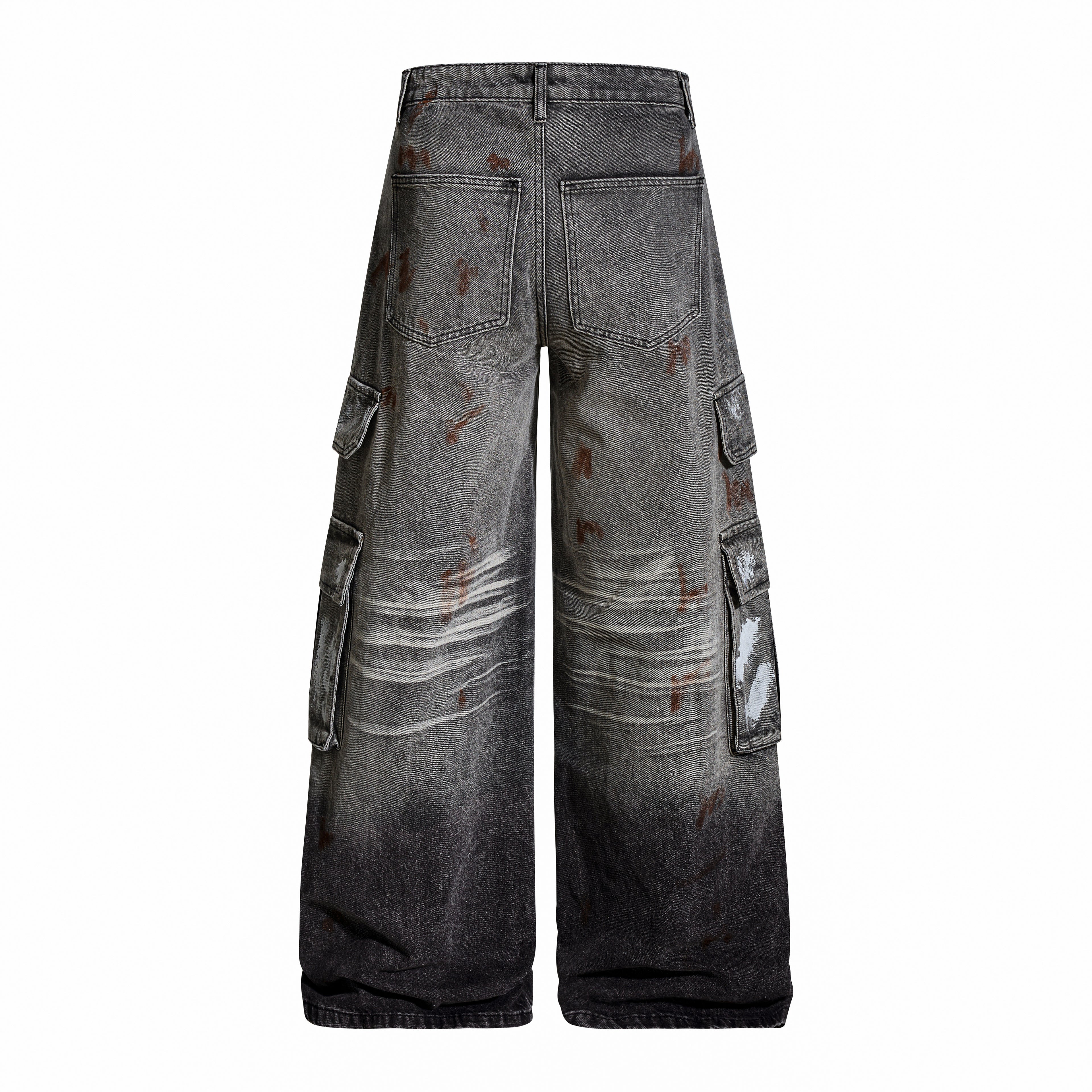 Unisex Vintage Washed Graffiti Denim Pants