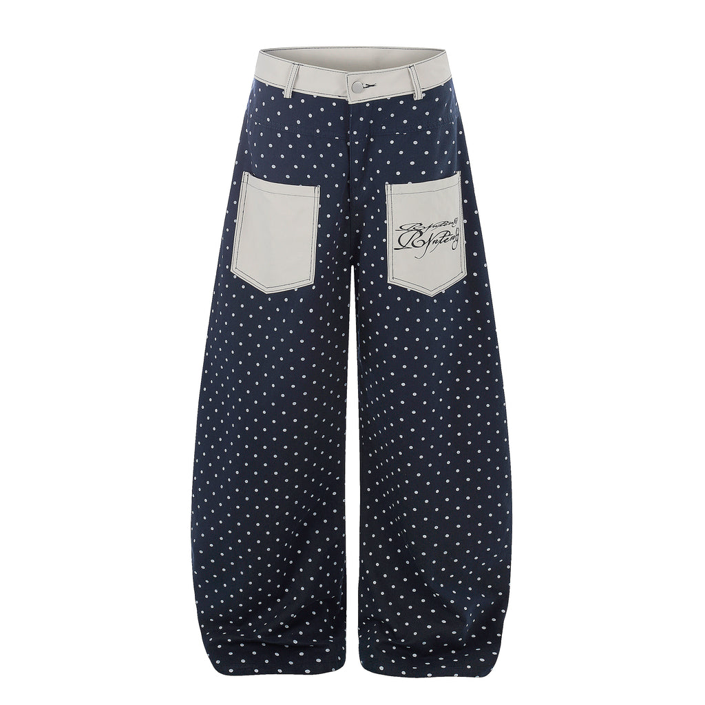 DONOTLOGO Sweet Streetwear Collection | Unisex Relaxed Fit Denim Jeans | Bold Polka Dot Print & Embroidered Pocket Detail with Classic Cotton Denim Fabric