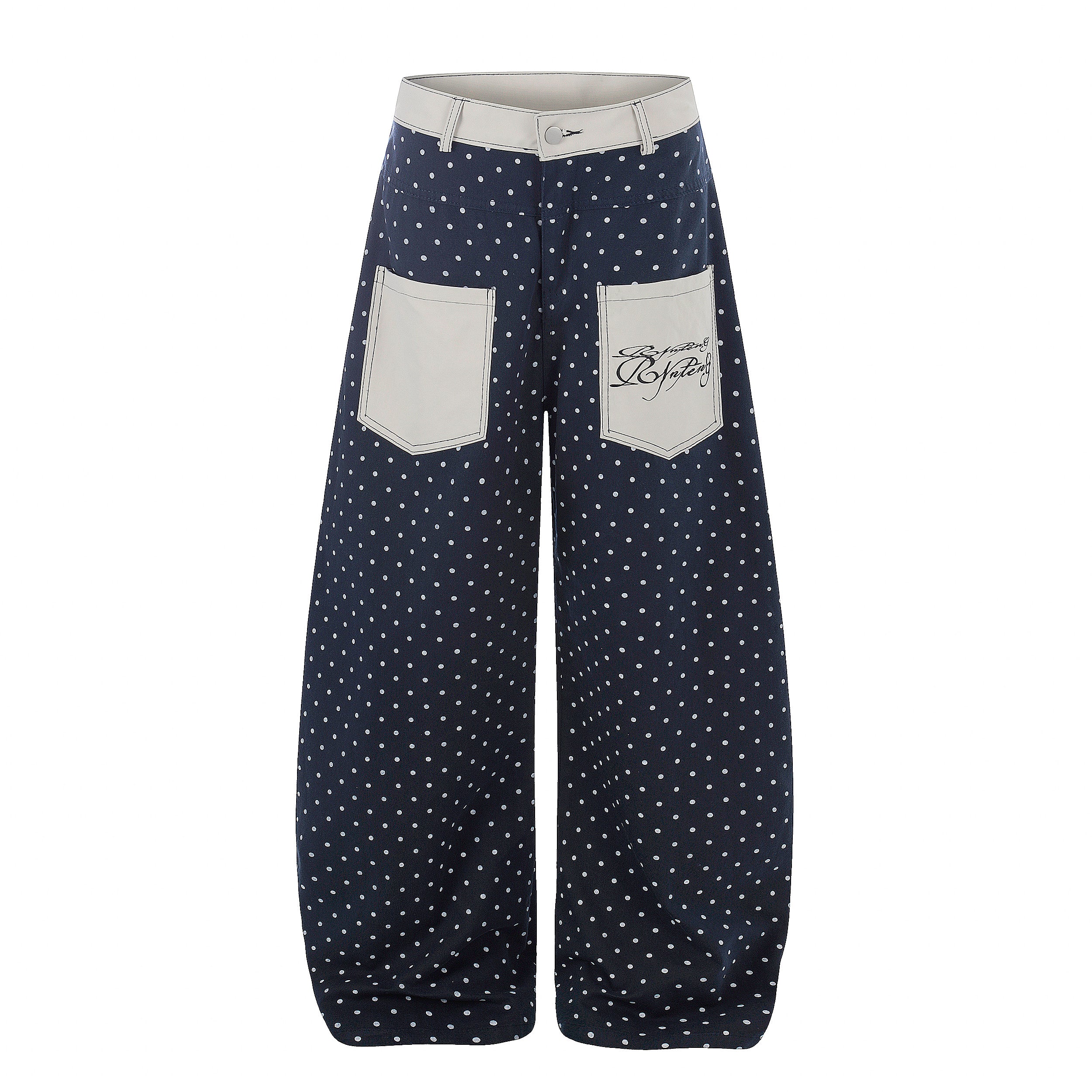 DONOTLOGO Sweet Streetwear Collection | Unisex Relaxed Fit Denim Jeans | Bold Polka Dot Print & Embroidered Pocket Detail with Classic Cotton Denim Fabric