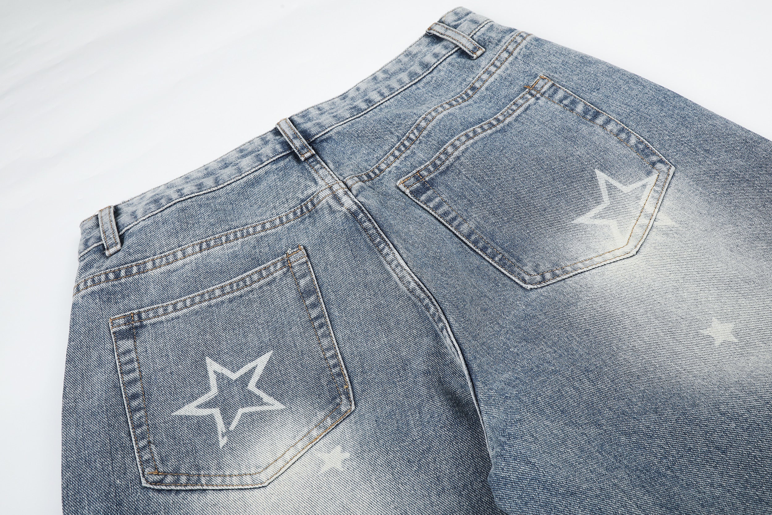 DONOTLOGO Urban Edge Collection | Unisex Relaxed Fit Denim Jeans | Bold Star Embroidery & Ripped Wash Finish with Classic Cotton Denim Fabric