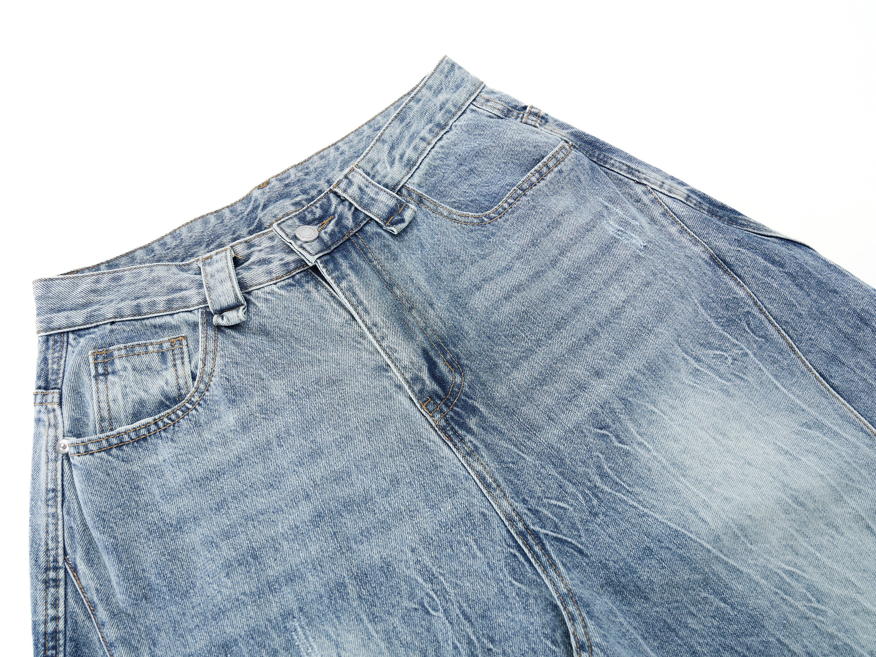 DONOTLOGO Oversized Light Wash Denim Shorts - Unisex Baggy Jorts with Vintage Fade - Edgy Streetwear Bottom with Wide Leg Silhouette & Raw Hem