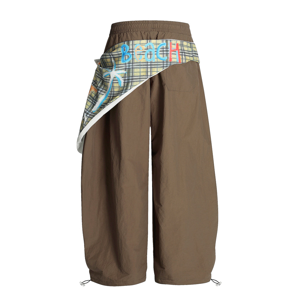 DONOTLOGO Urban Streetwear Collection | Unisex Relaxed Silhouette Cargo Pants | Bold Plaid & Graffiti Motif & Soft Cotton Blend Fabric