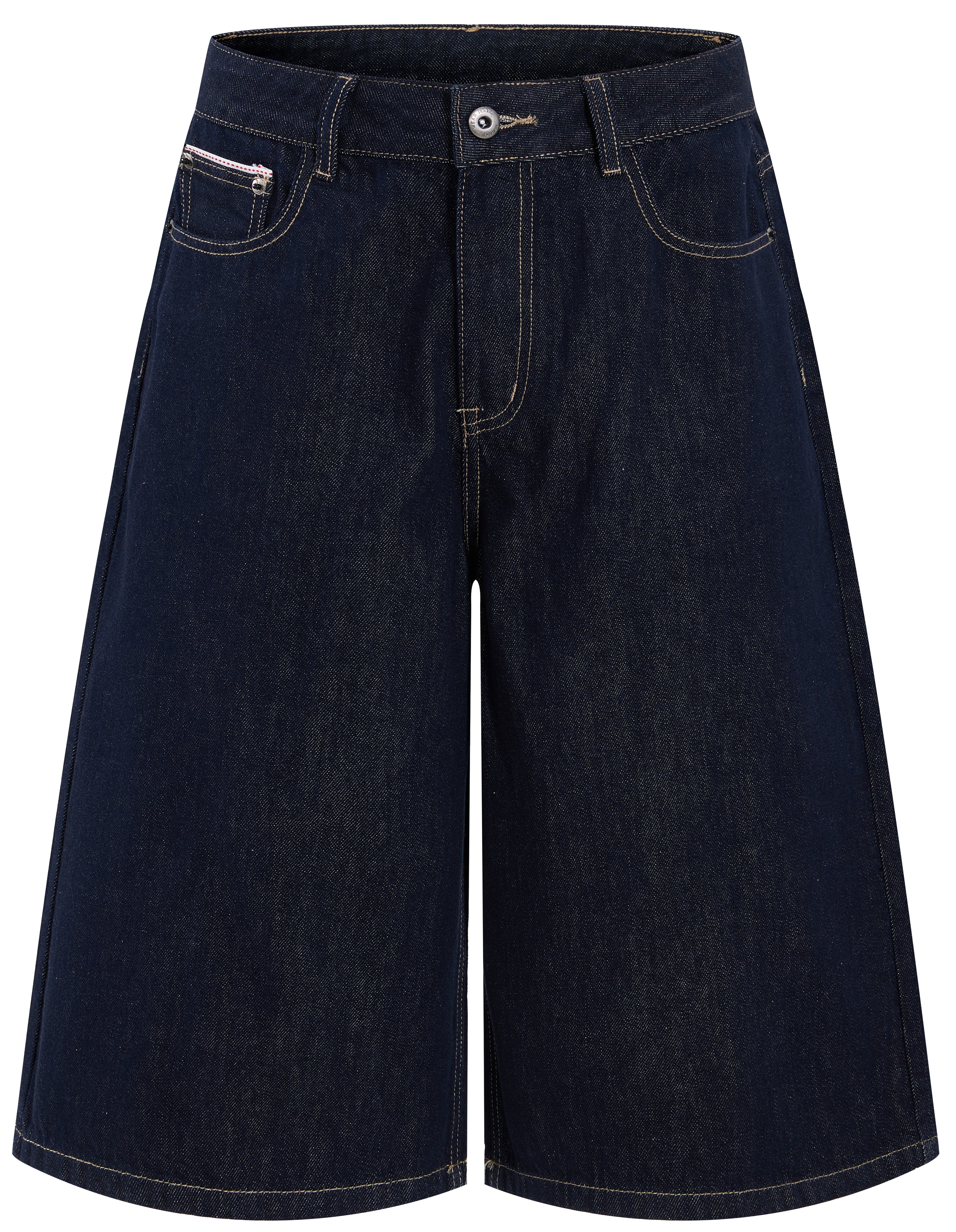 DONOTLOGO Retro Black Raw Denim Shorts | Unisex Y2K Wide Leg Trousers with Minimalist Design | High Street Relaxed Fit Bottoms