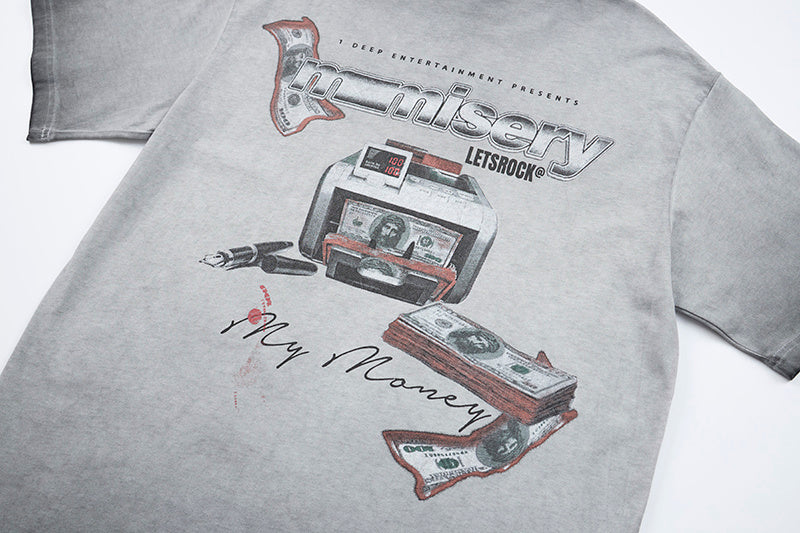 DONOTLOGO Deconstructed "MONEY" Graphic Tee - Unisex Vintage Washed Graphic T-Shirt - Edgy Streetwear Aesthetic Oversized Top