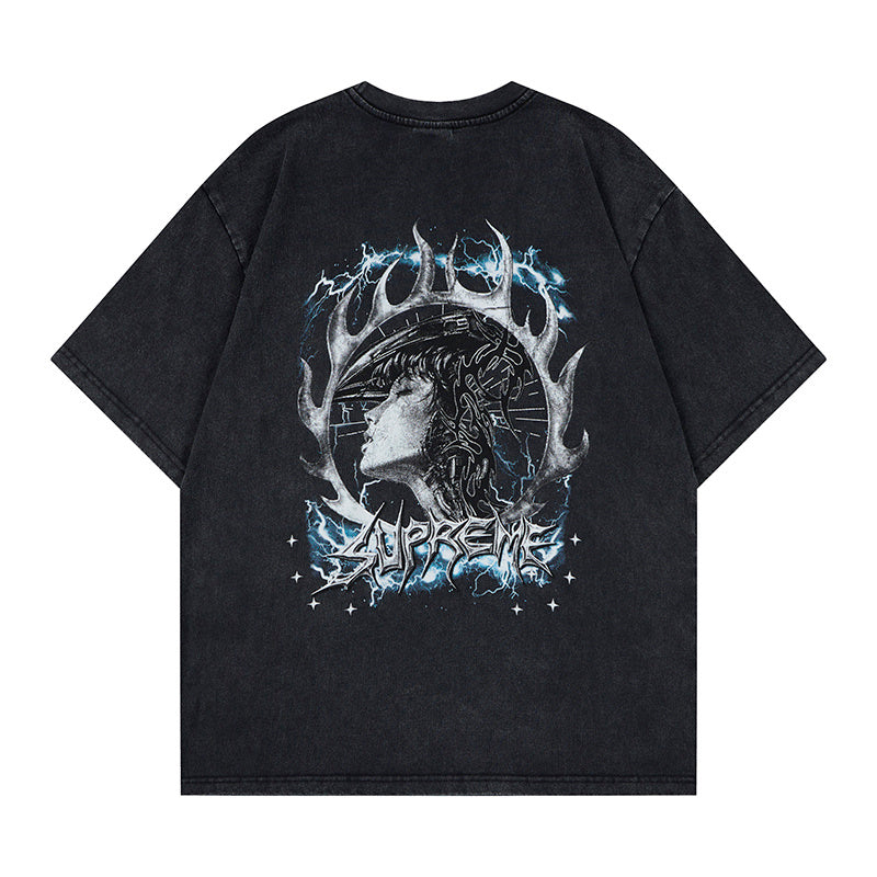 DONOTLOGO "Mechanical Soul" Distressed Graphic Tee - Cyberpunk Metal Typography Print Oversized Streetwear T-Shirt
