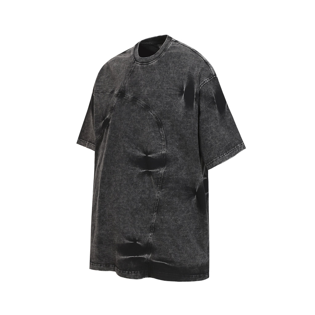 DONOTLOGO Urban Workwear Collection | Unisex Relaxed Fit Tee | Bold Panel Construction & Vintage Wash Motif with Soft Heavyweight Cotton