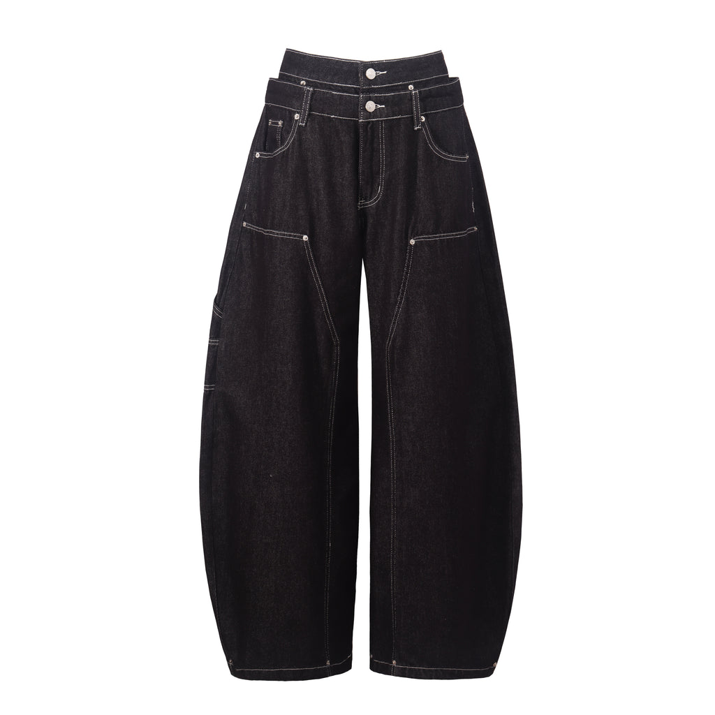 DONOTLOGO Gothic Streetwear Aesthetic | Unisex Oversized Baggy Jeans | Raw Denim with Double Belt Loops, Vine Embroidery & Structural Seams