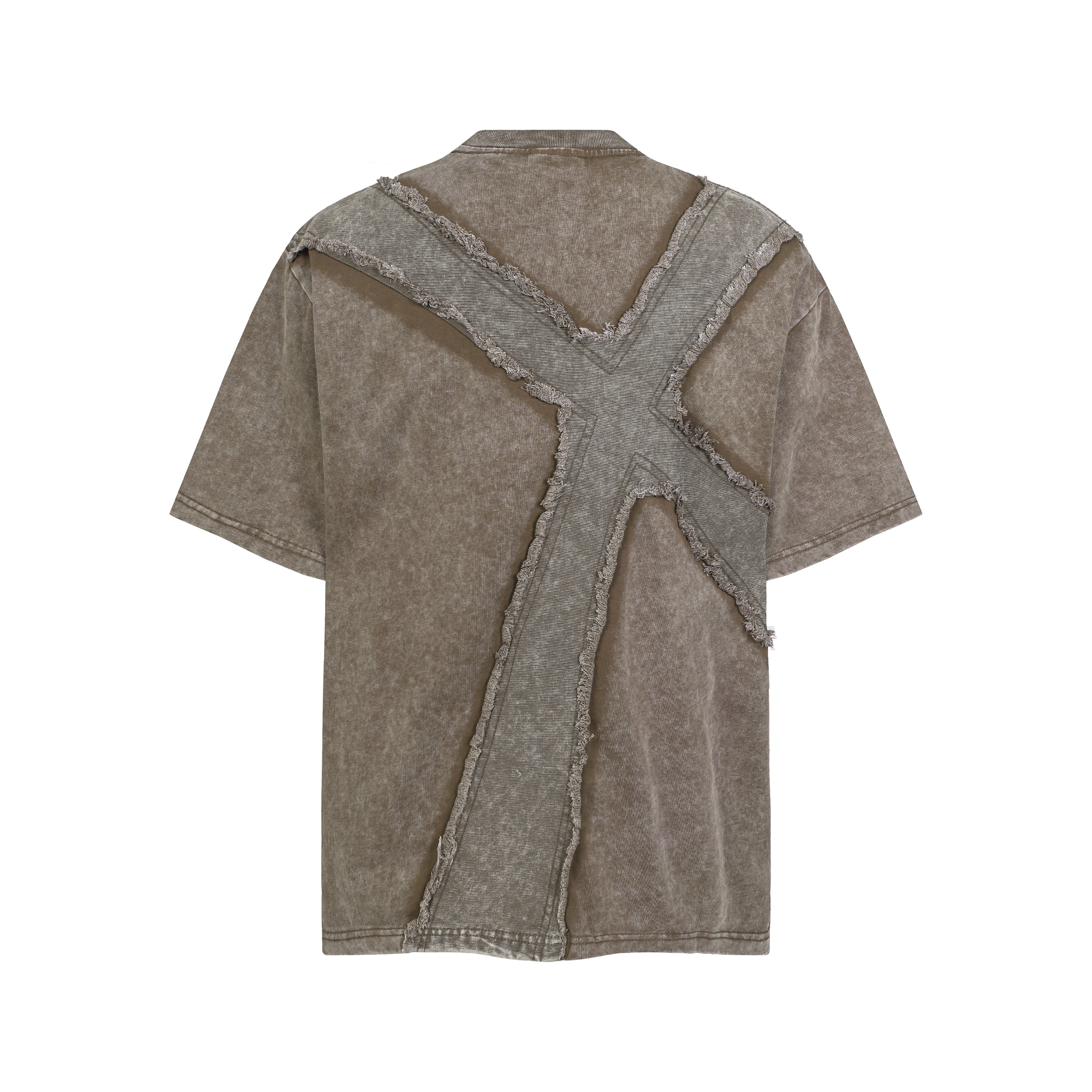 DONOTLOGO Wasteland Revival Collection | Unisex Relaxed Fit Deconstructed Tee | Bold Diagonal Raw Seaming & Faded Wash Finish with Heavyweight Cotton Fabric