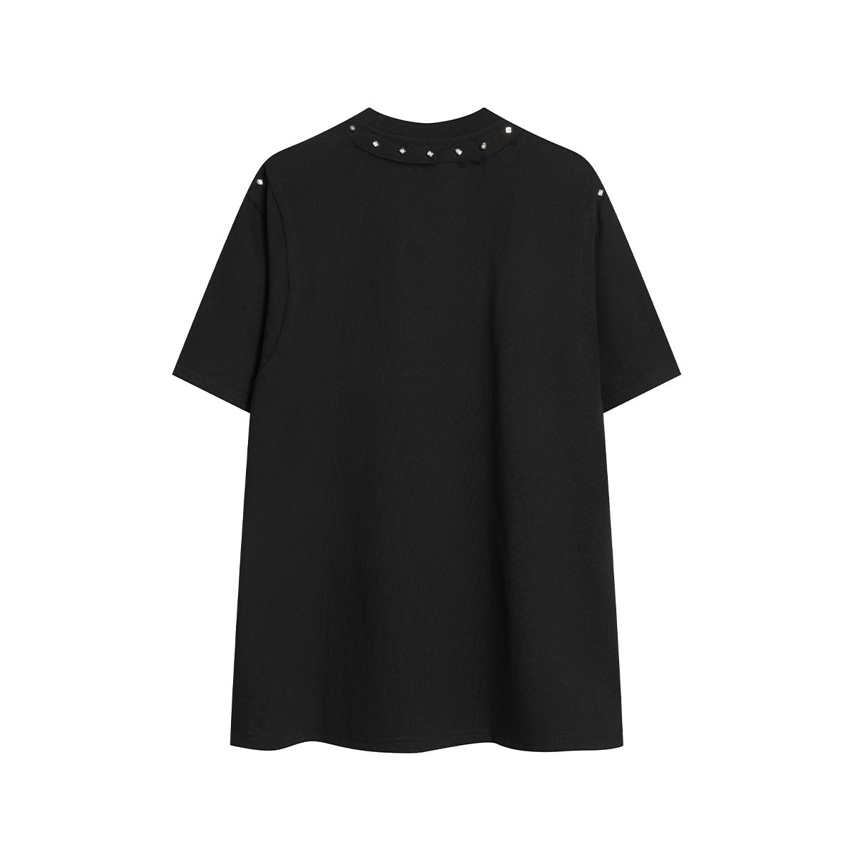 Unisex Streetwear Color-Block Raw-Edge Beaded Versatile Short-Sleeve T-Shirt