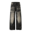 DONOTLOGO Urban Heritage Collection | Unisex Oversized Cat Whisker Denim | Retro Aesthetic High-Rise Wide-Leg Bottoms with Authentic Fade Detail