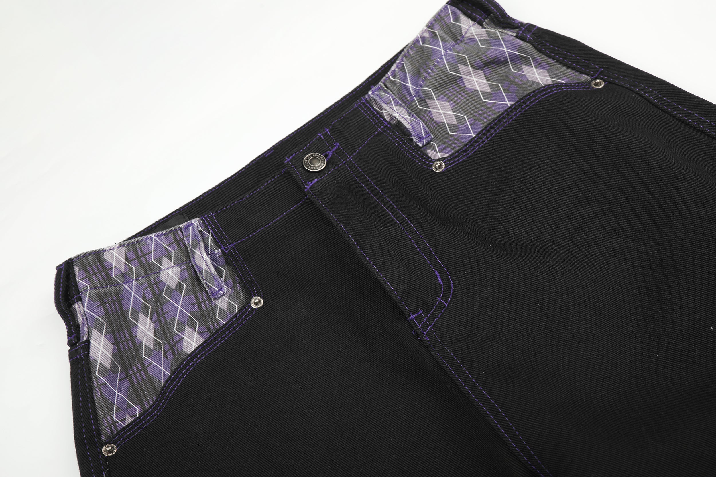 DONOTLOGO Urban Heritage Collection | Unisex Oversized Argyle Patchwork Denim | Retro Aesthetic High-Rise Wide-Leg Bottoms with Authentic Fade Detail